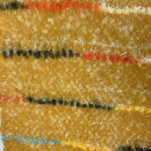 Cozy Super Soft Mustard Yellow Scarf. Fuzzy striped design, fringe detail - Picture 8 of 9